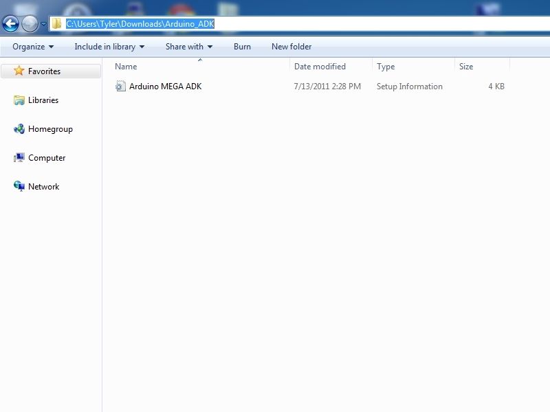 Installing Arduino Mega ADK drivers for Arduino&nbsp;0022