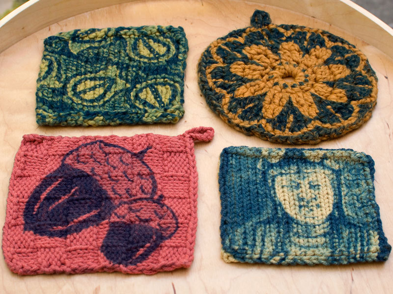 Cyanotype Printing on Hand Knits and Crochet
